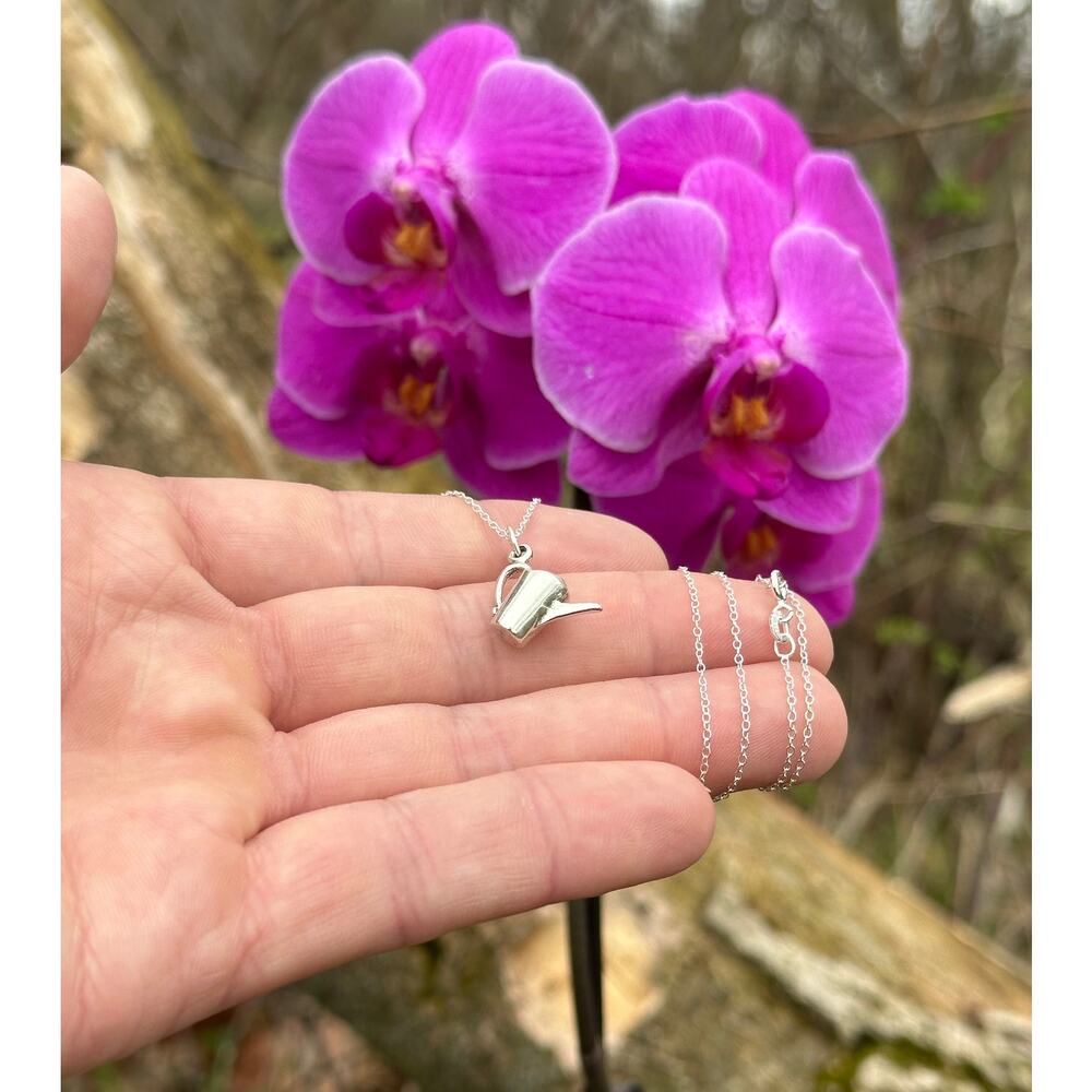 Sterling Silver Watering Can Necklace, Silver Oxidized 3d Watering Can N